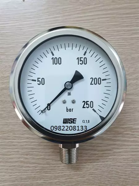 Đồng hồ áp suất inox304 - chân ren inox 316 - mặt không dầu - Wise hàn quốc